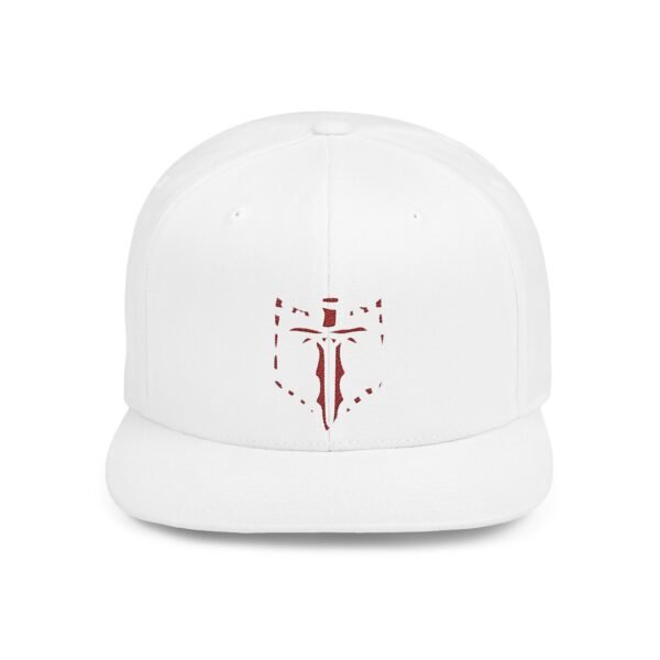 Snapback Hat — Minimal Red Crusader Sword Emblem