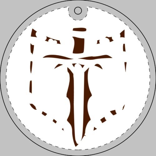16117846403316075659_2048.jpeg Glass Ornament — Rustic Sword Shield Design (Religious/Medieval Christmas Decor)