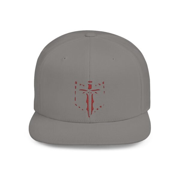 Snapback Hat — Minimal Red Crusader Sword Emblem